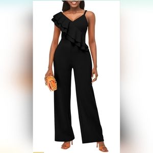 NWOT V-Neck Ruffle Front Jumpsuit
